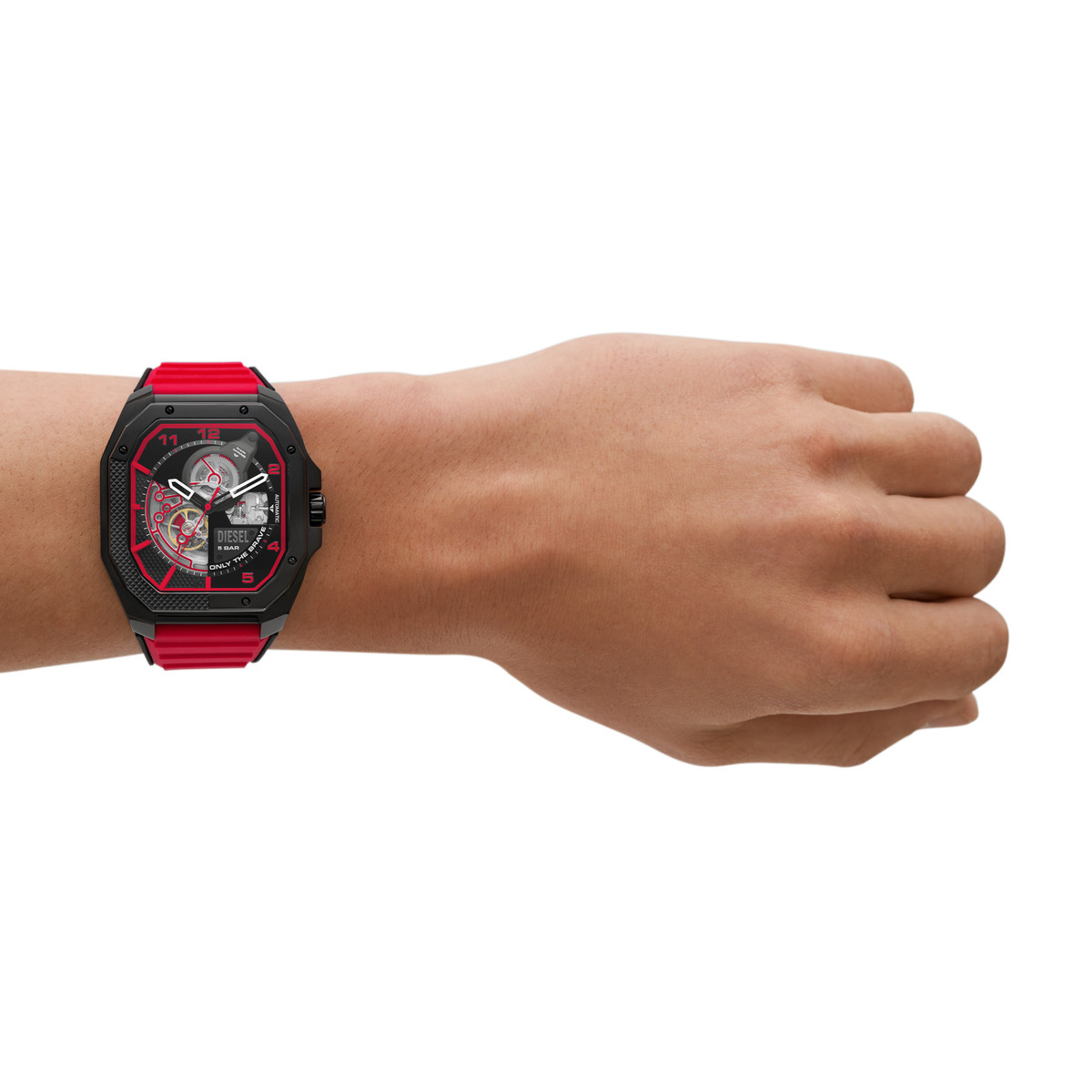 Montre DIESEL Flayed homme acier noir bracelet silicone multicolore