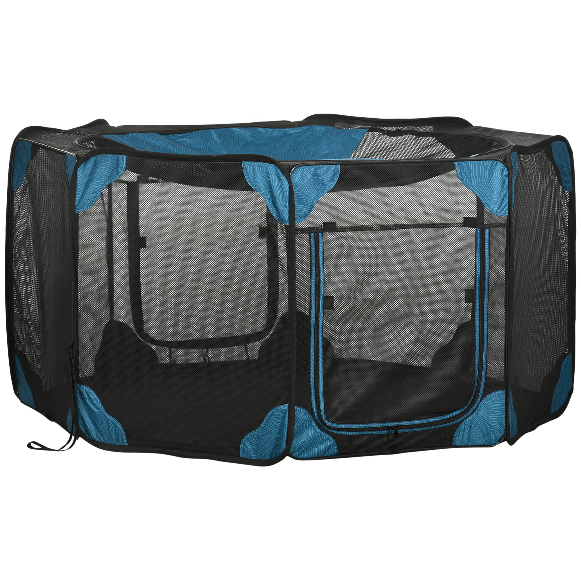 Parque dobrável PawHut com 8 painéis para cães e gatos, recinto portátil para coelhos e porquinhos-da-índia, Ø126x58 cm, azul