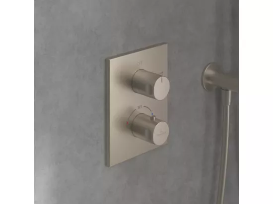 Façade thermostatique 2 voies VILLEROY ET BOCH Universal rectangle Brushed Nickel Matt + corps encastré