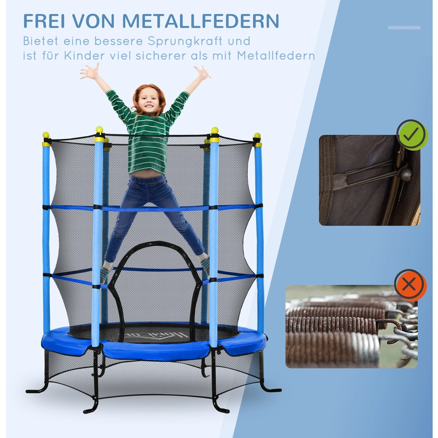 HOMCOM Trampolin mit Sicherheitsnetz blau