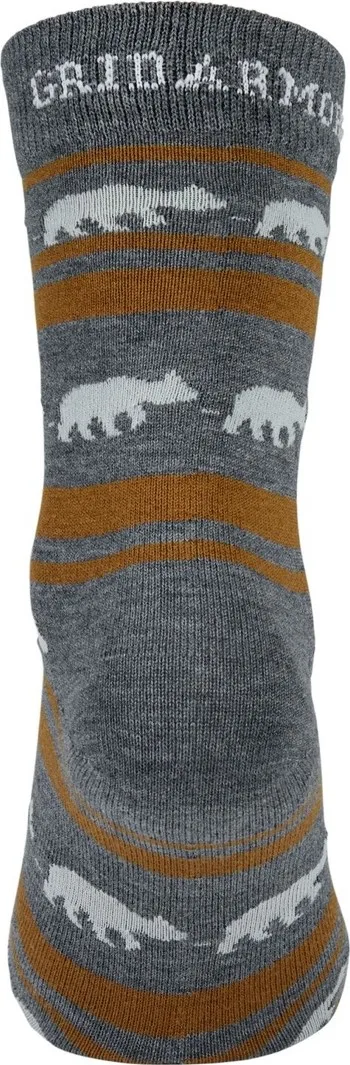 Gridarmor Striped Bear Merino Socks Grey/Beige/White