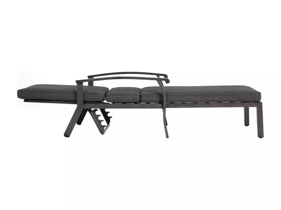 Chaise longue de patio 1 pièce en aluminium antirouille inclinable et réglable avec coussin gris imperméable en coton meuble transat piscine extérieur