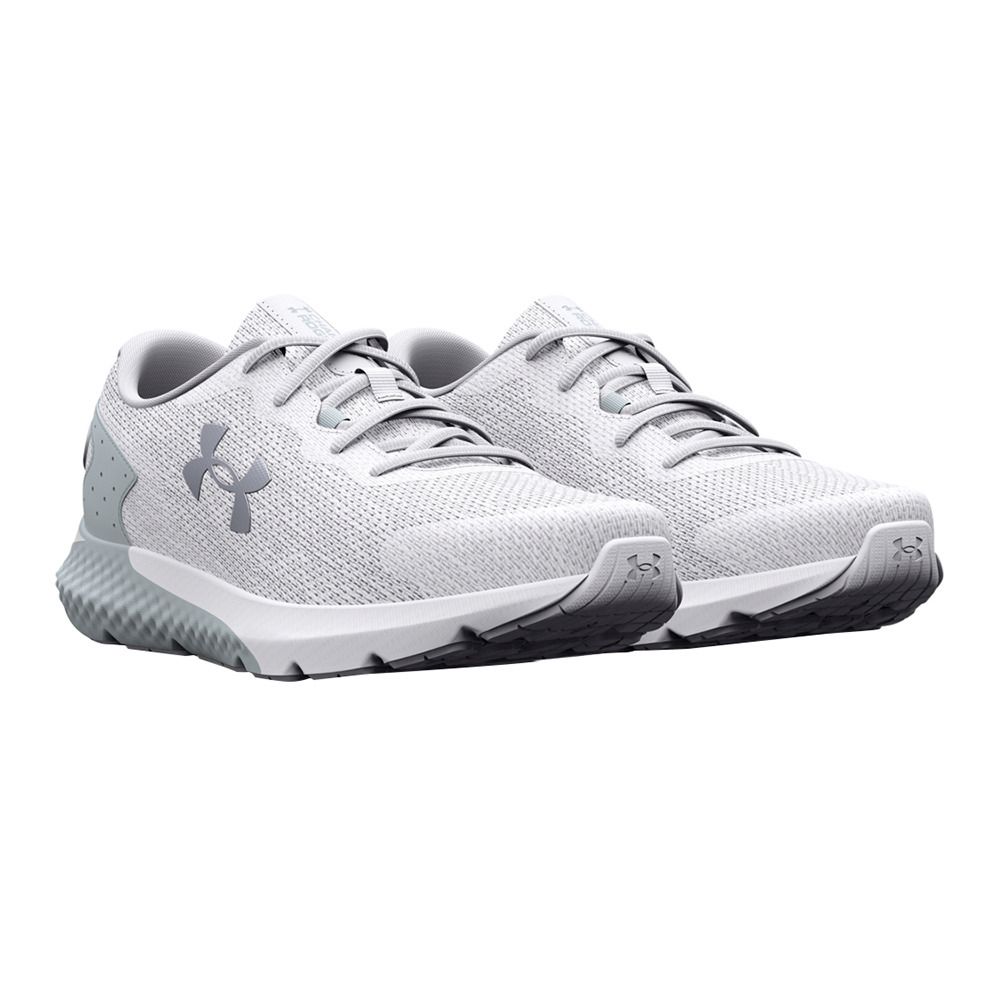 Under Armour UA W CHARGED ROGUE 3 KNIT - Chaussures running Femme white/gray mist/iridescent