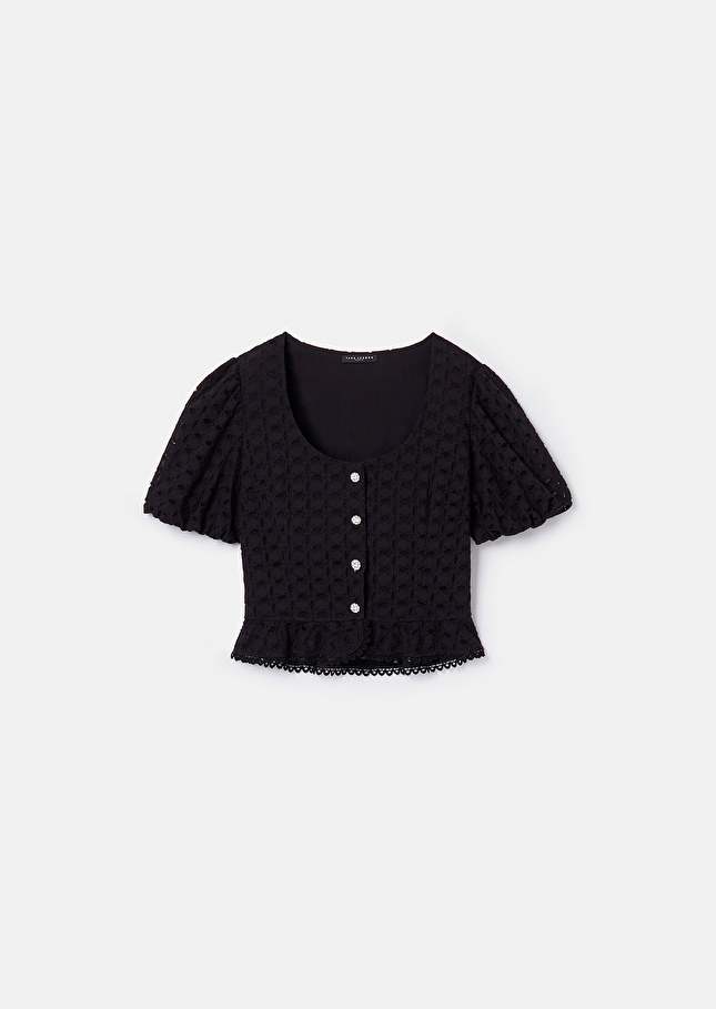 Chemise Clorindanoire en broderie anglaise