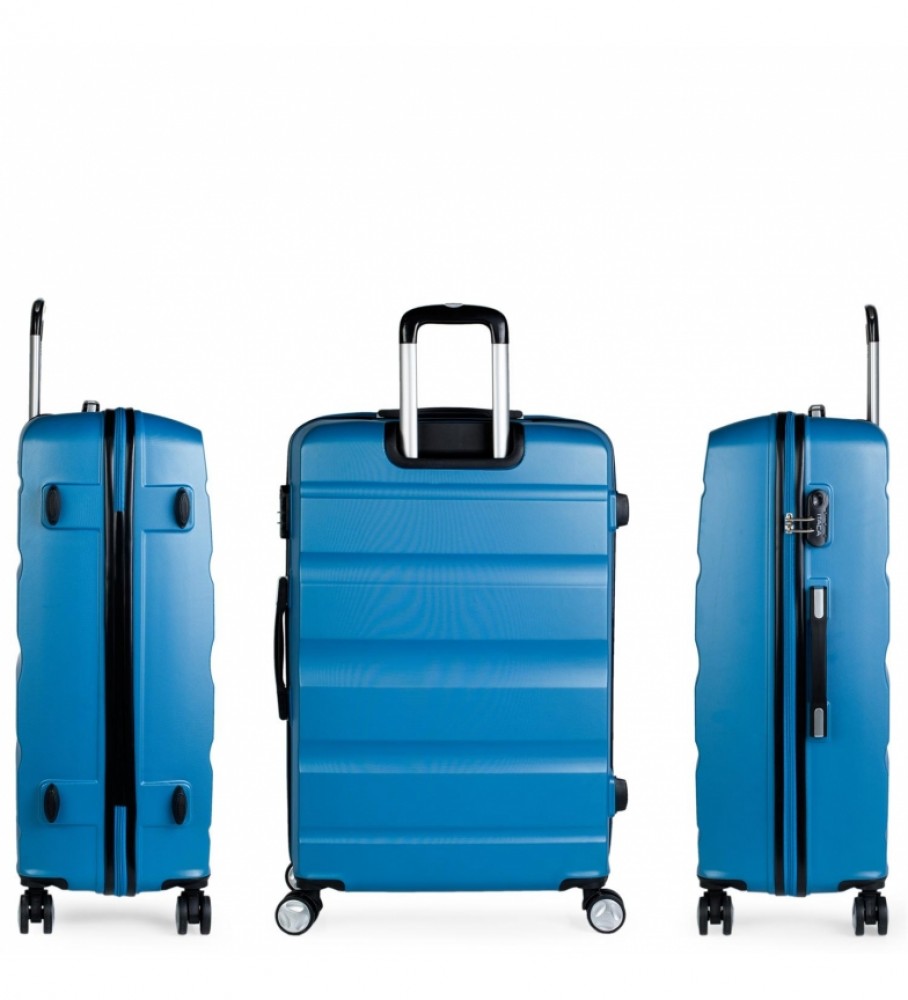 Mala rígida grande ITACA XL com 4 rodas T71670 Azul - 77 x 48 x 29 cm -