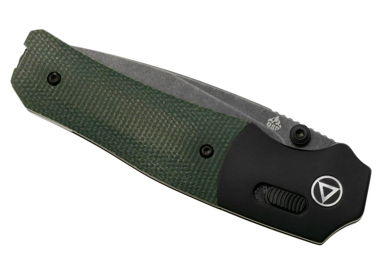 QSP Knife Vault QS157-B2 Dark Stonewashed Green Micarta, zakmes, Jacob Lundquist Design