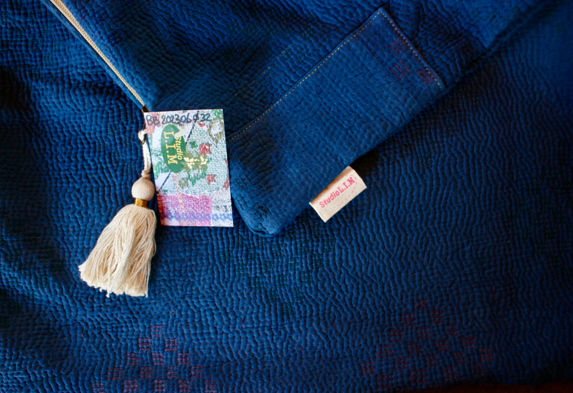 Kussen Kantha vintage 40x60 cm indigo