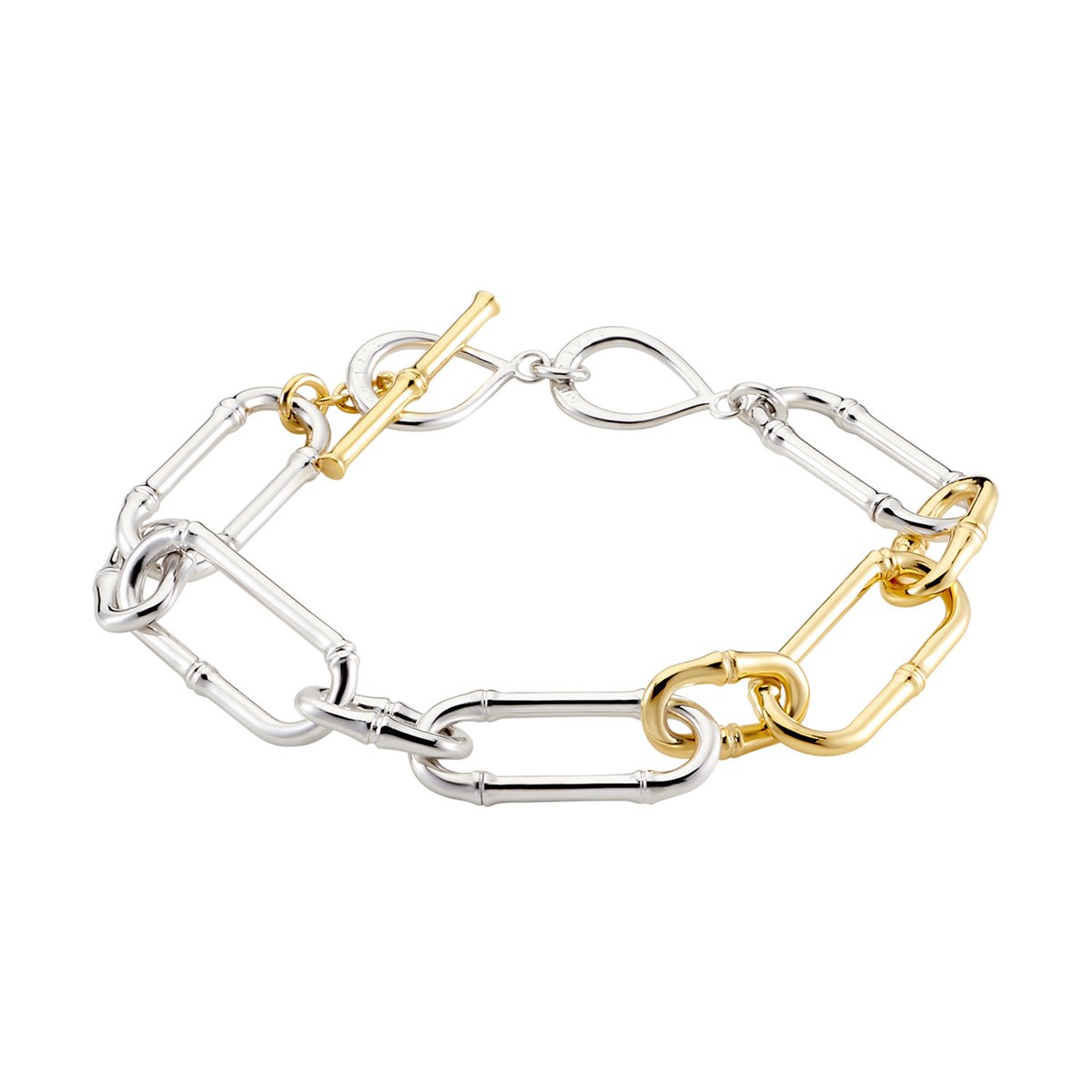 Bracelet souple Agatha Bamboo grosse maille argenté