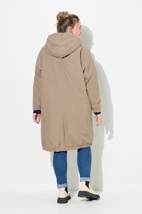 Funktionsjacke, oversized, Teddyfutter, Kapuze, 2-Wege-Zipper