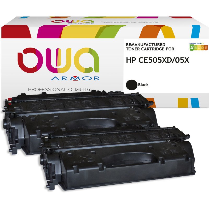Pack de 2 toner remanufacturé OWA - haute capacité - Noir - pour HP CE505X, CANON 719H