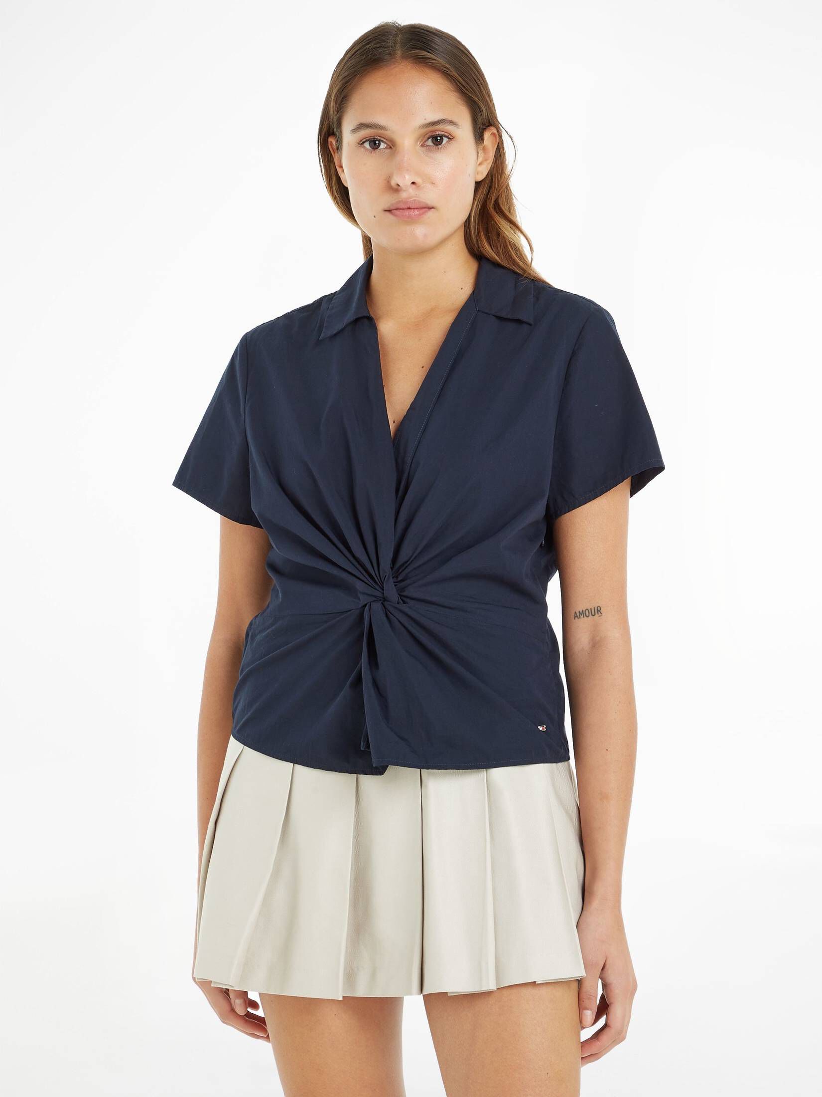 Tommy Hilfiger| Damen Blusentop SOLID POPLIN TWIST TOP