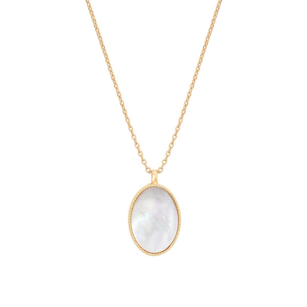 Collier pierre nacre doré à l'or fin 24k FRIDA