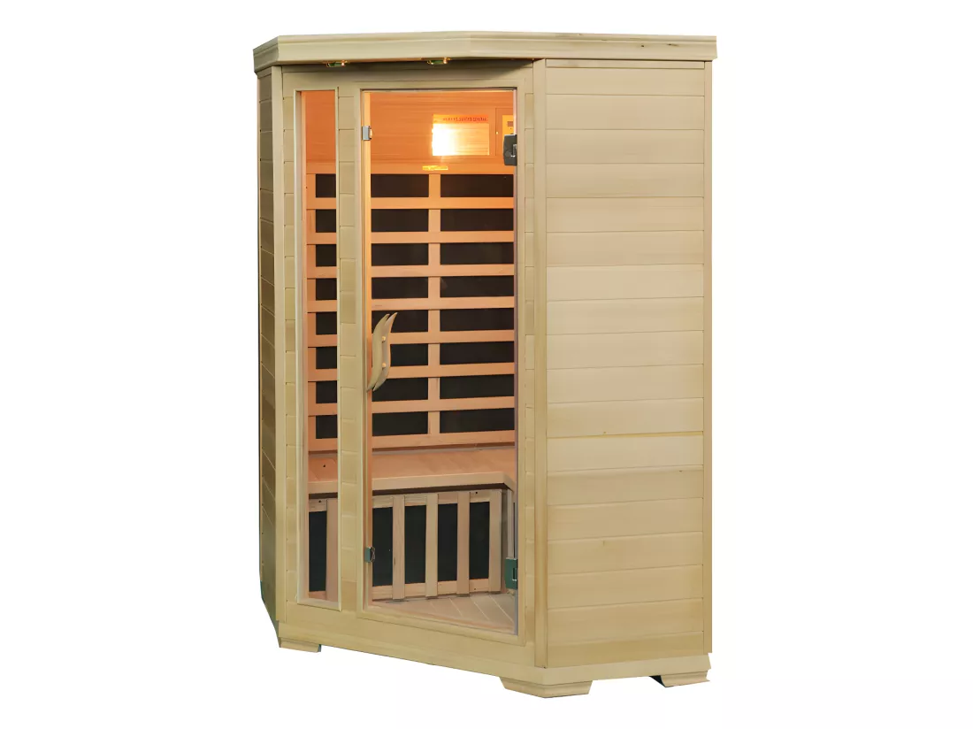 Sauna Infrarouge 3/4 places d'angle Gamme prestige ARVIKA II - 120x56x120x H190 cm - 2100W