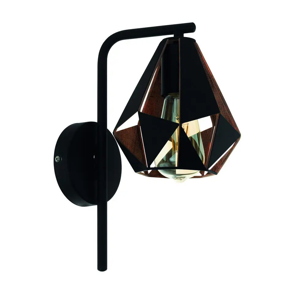 EGLO Carlton 4 Wandlamp - E27 - 16 cm - Zwart/Koper
