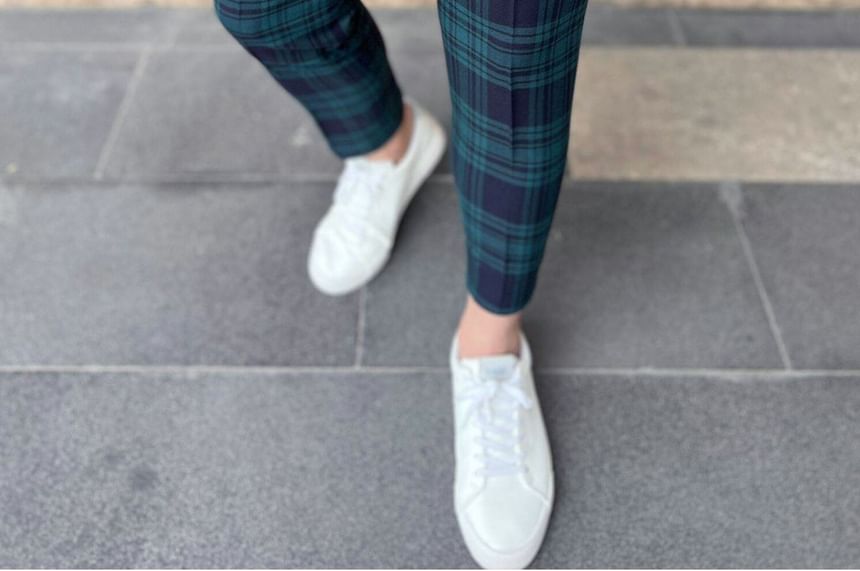 Sheck - Geruite rechte broek met middelhoge taille