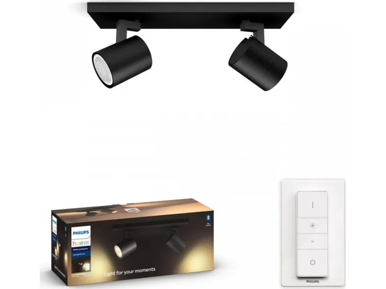 Philips Hue White ambiance Runner - Spotlys - LED-spot lyspære x 2 - GU10 - total: 10 W (tilsvarende 100 W) - klasse A - varmt til køligt hvidt lys - 2200-6500 K - dobbelt - sort