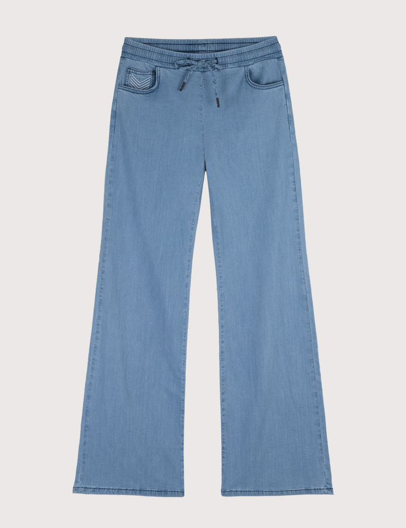 HBT DENIM LIGHT | MARLEY PANTALON LARGE BLEU FEMME