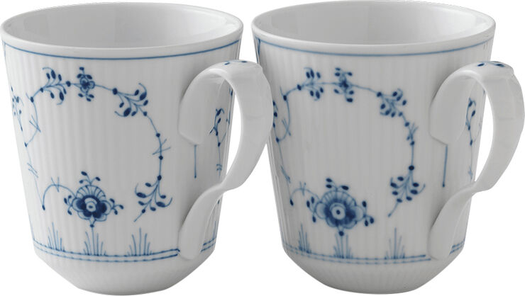 Royal Copenhagen Blue Fluted Plain Cup 37cl 2PK Hvid, blå