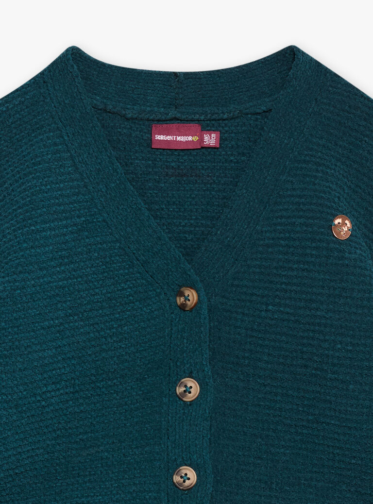 Gilet vert émeraude en maille chenille