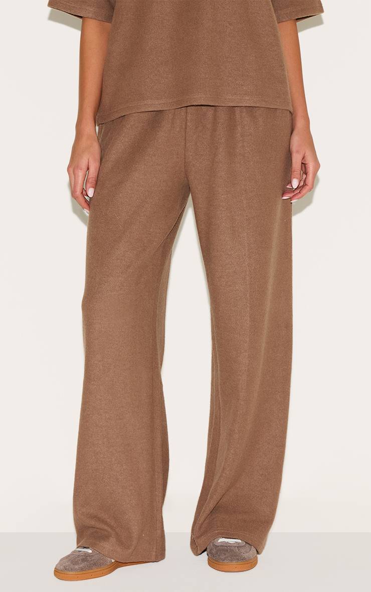 Deep Taupe Joggers À Jambes Larges Toucher Doux