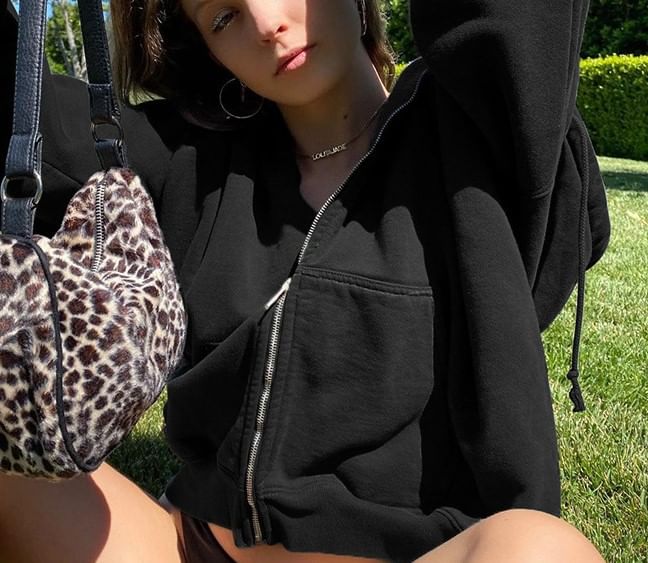 Trisica - Unisex hoodie met lange mouwen, losse pasvorm en rits