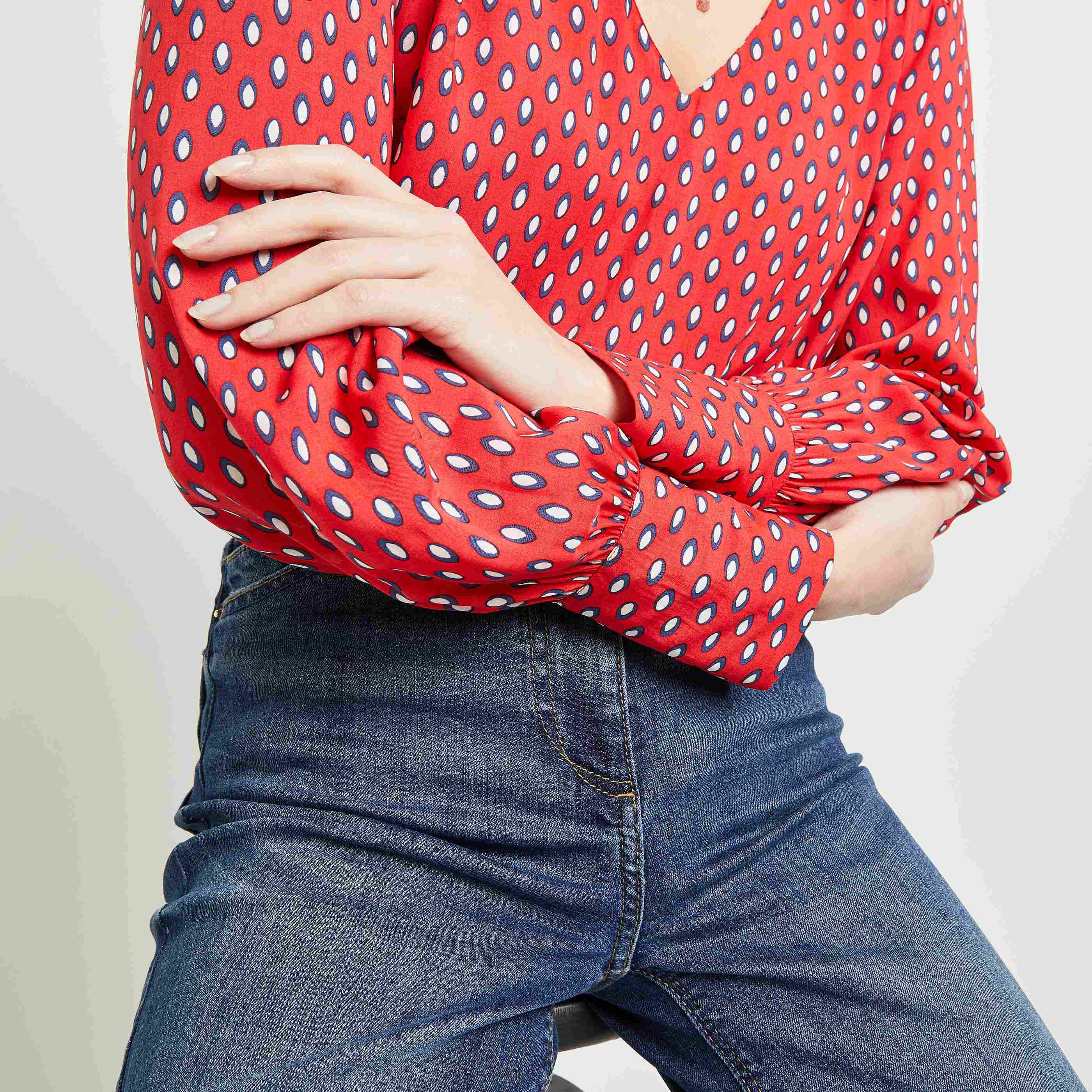 Blouse imprimée femme - ROUGE