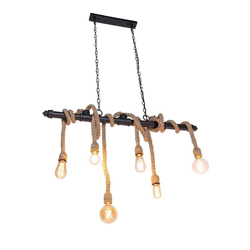 Industriële hanglamp zwart 6-lichts - Plural