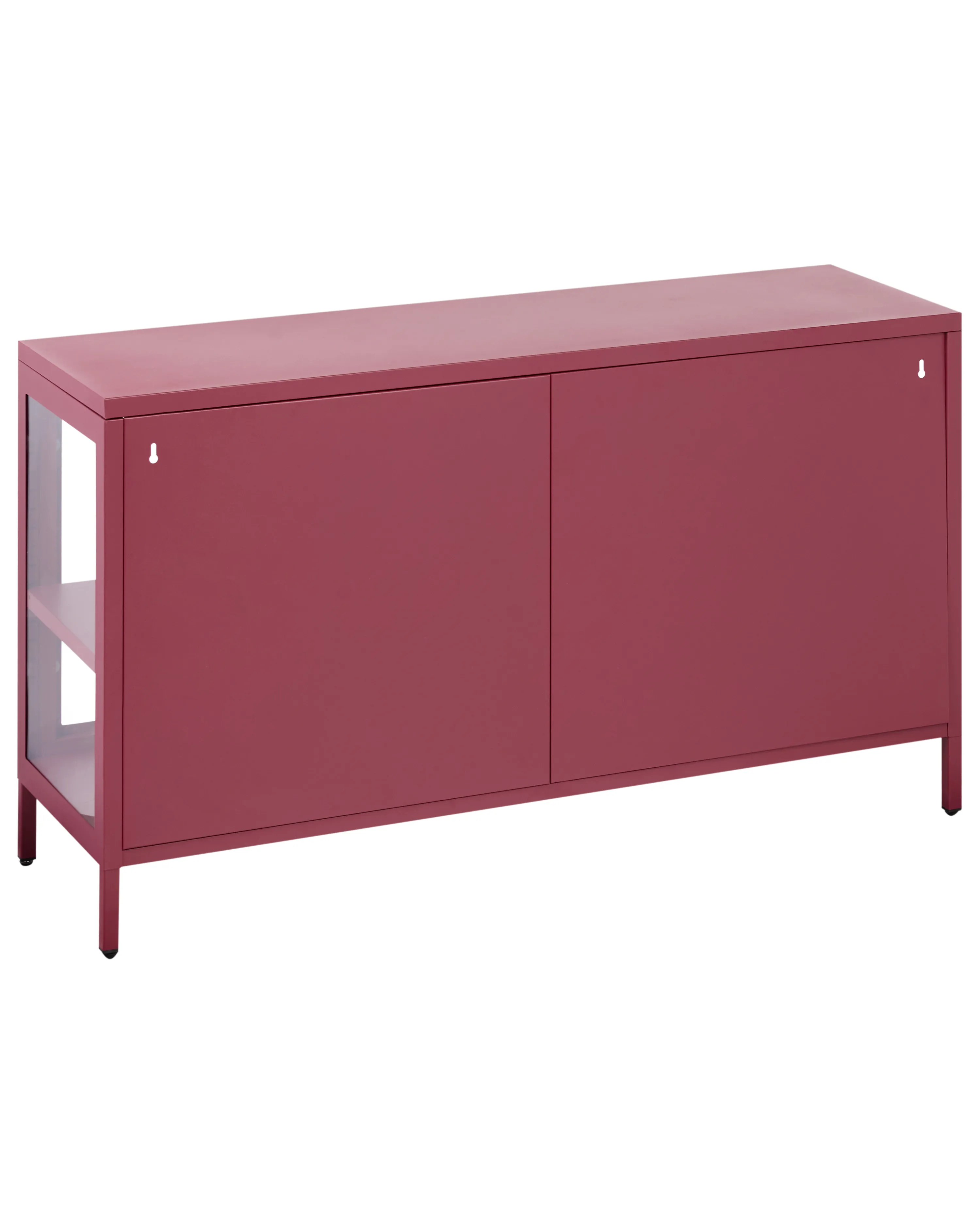 Dressoir met glazen deuren NEWPORT Metaal 115 cm Donkerrood