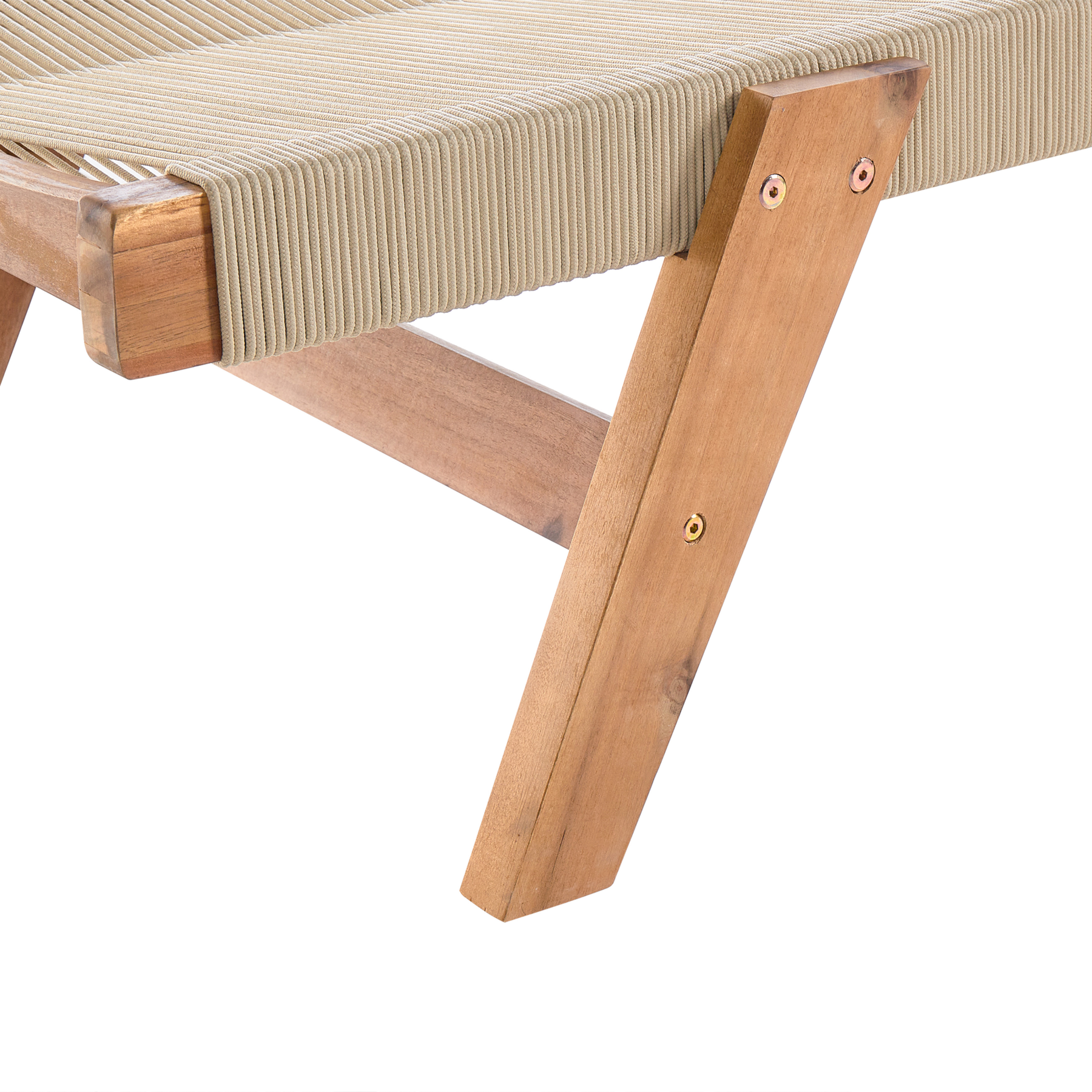 Beliani - PROSSEDI - Ligstoel - Beige - Acaciahout
