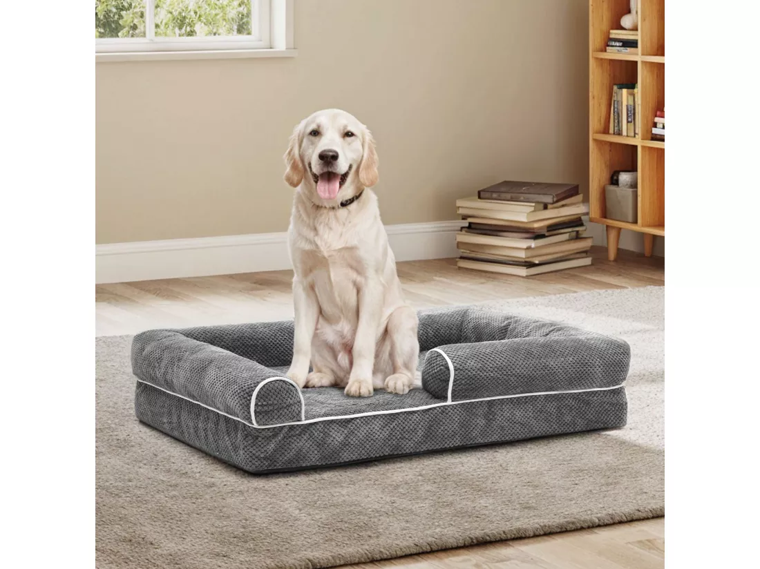 YITAHOME Panier - Moyen Chien - Gris - Dehoussable - Orthopédique - lit Chien - Matelas Lavable - 89x63cm