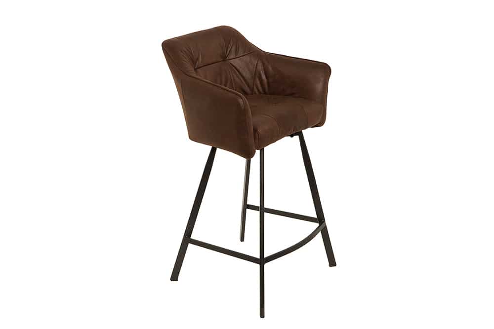Retro Barstuhl LOFT 100cm antik braun Microfaser Barhocker mit Armlehne