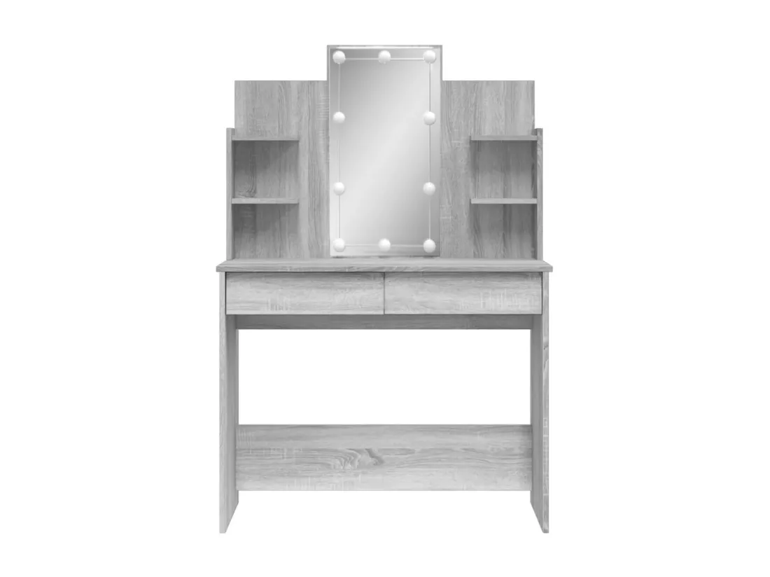 Coiffeuse avec lumières LED sonoma gris 96x40x142 cm