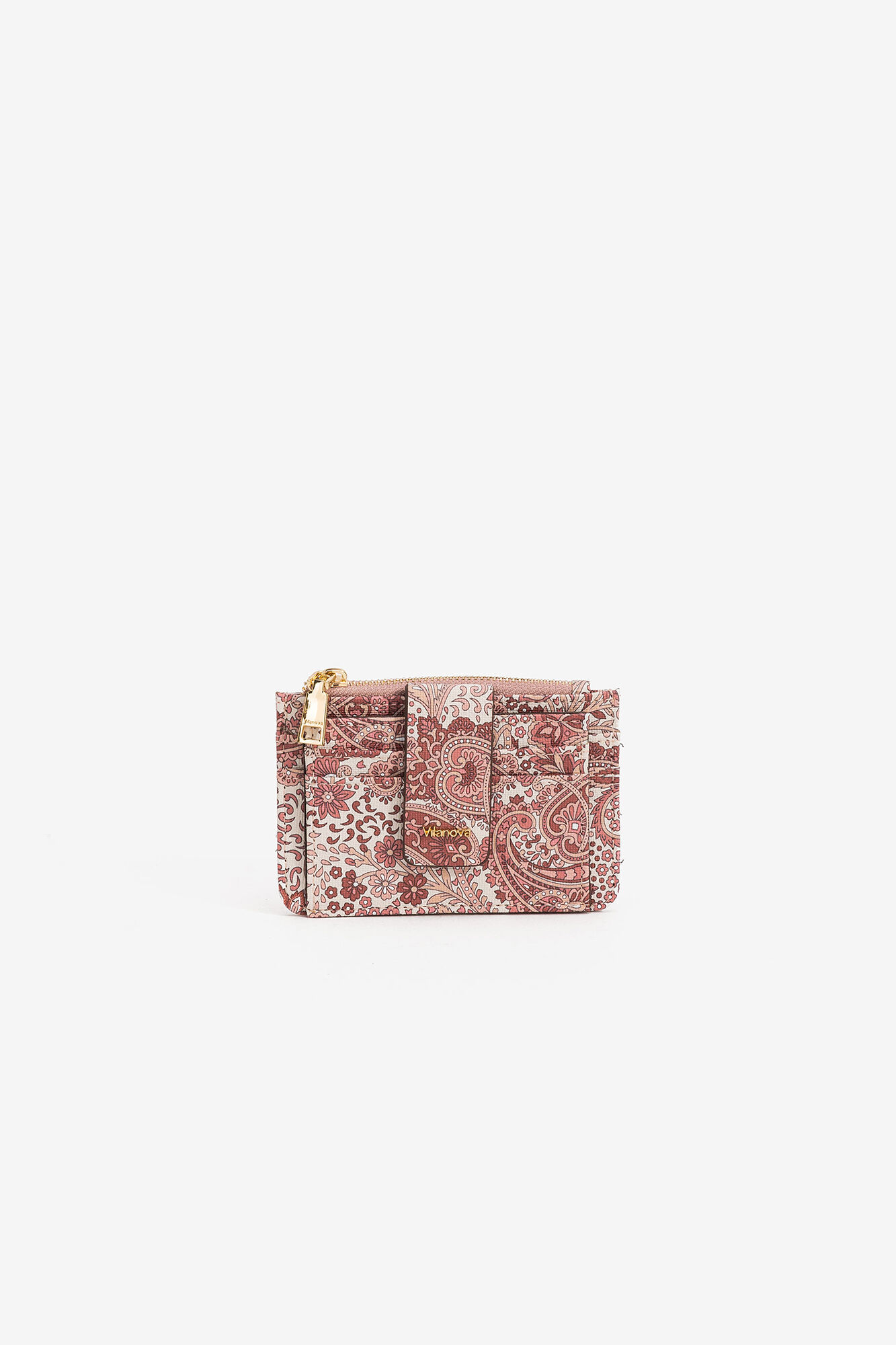 Porta-cartões com estampa floral - Rosa