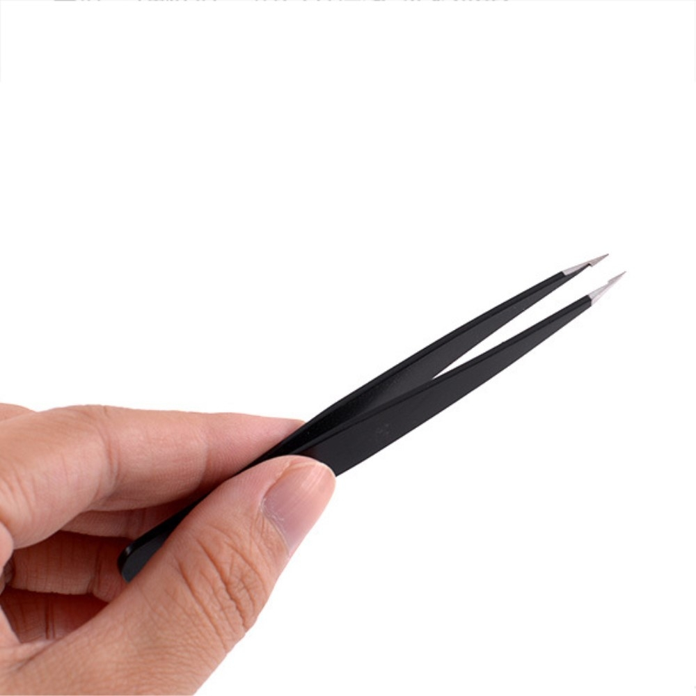 (5-tlg. Set) Universal Edelstahl Präzisions Pinzetten Augenbrauenzupfer - Schwarz