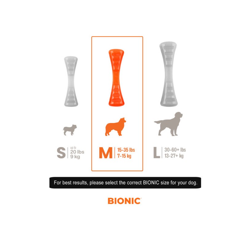 Brinquedo interativo para cães BIONIC Urban Stick, tamanho G, 26 cm