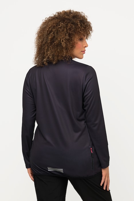 Radfahr-Trikot, Slim, Stehkragen, Langarm, Tasche
