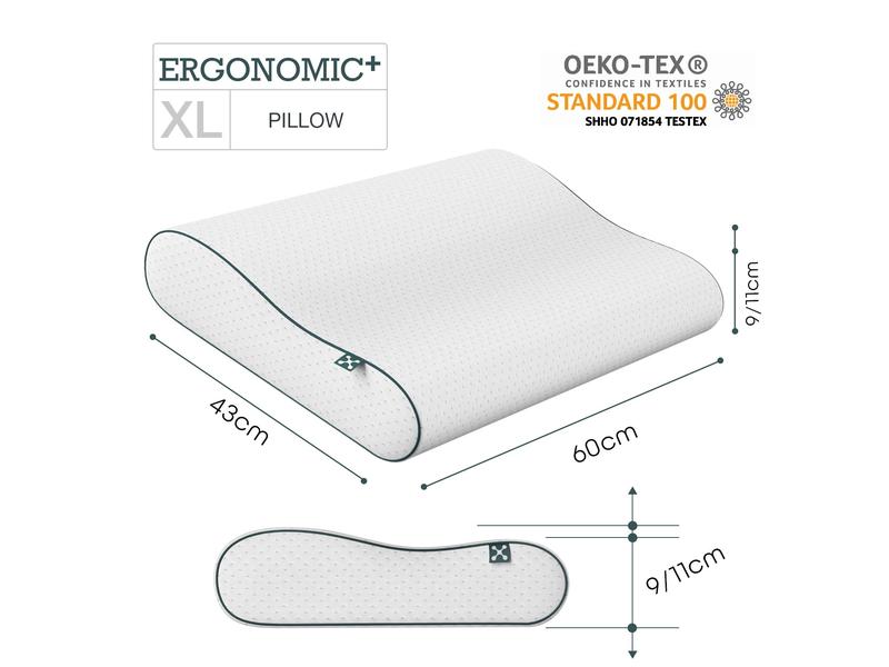 Smartsleep Nackenkissen Ergonomic   60 x 43 cm Ergonomisches Schlafkissen
