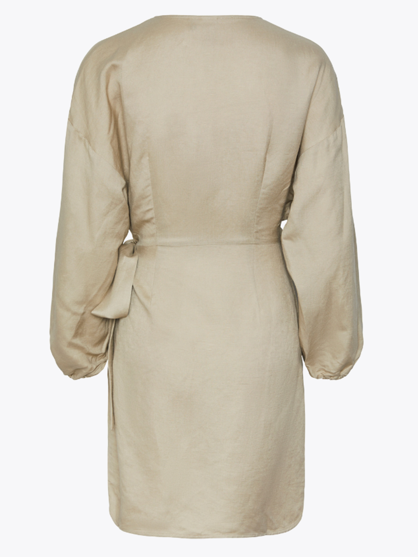 Heat Long Sleeve Linen Wrap Dress