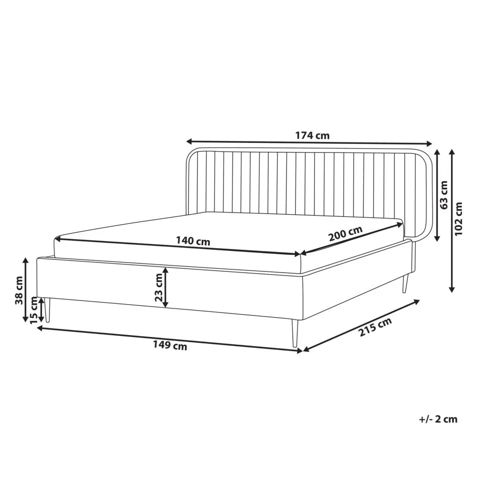 BRIN - Tweepersoonsbed - Taupe - 140 x 200 cm - Fluweel