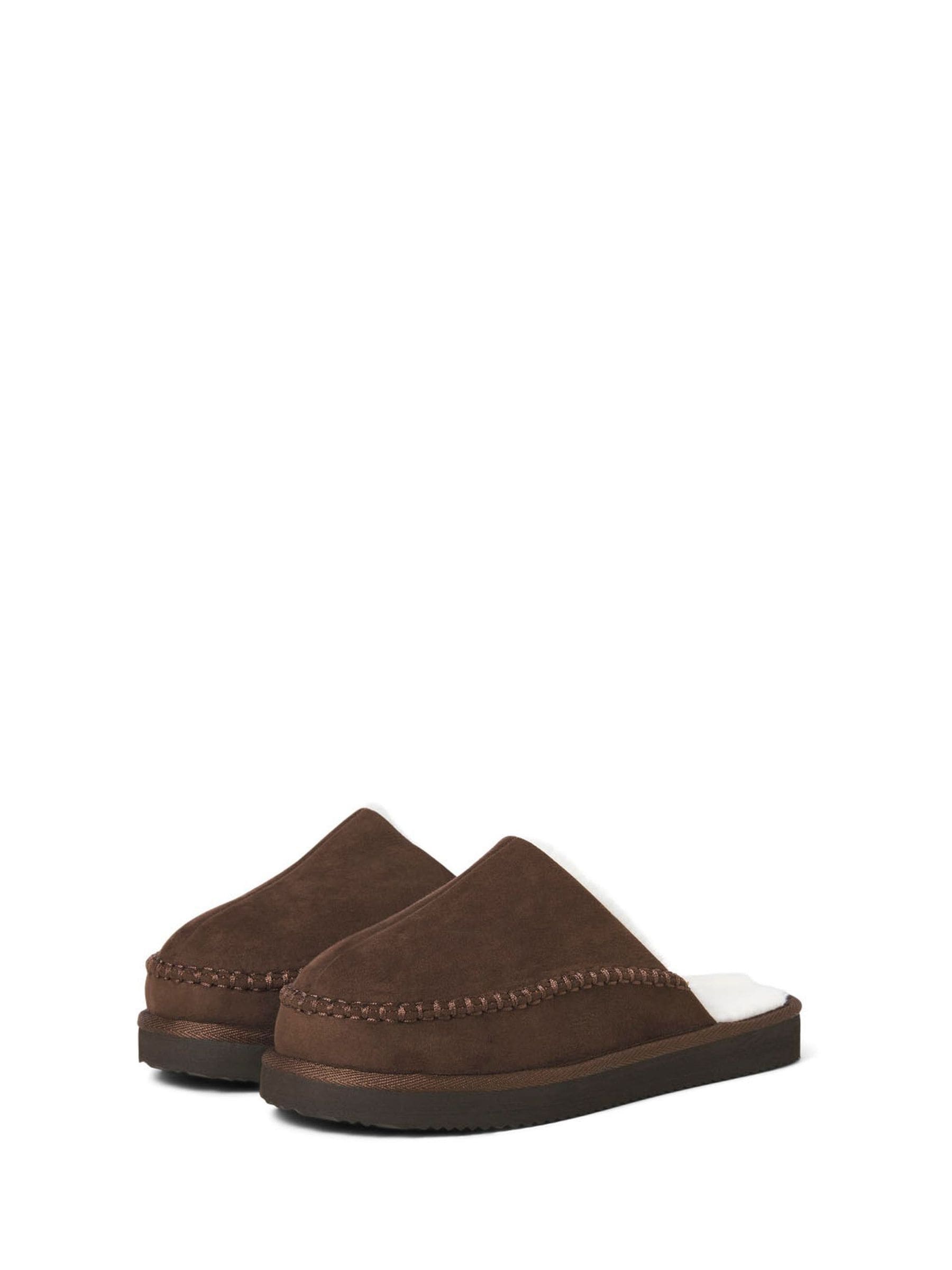 Bruin - JACK & JONES Fleece Lined Stitch Detail Mule Slippers