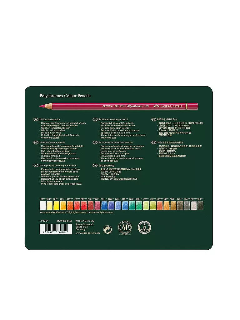 FABER-CASTELL Polychromos Farbstifte 24er Metalletui keine Farbe