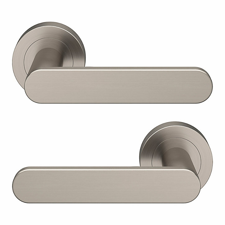 Ensemble poignée sur rosace rond à visser GoodHome Minzh effet nickel satin gris Ø50mm