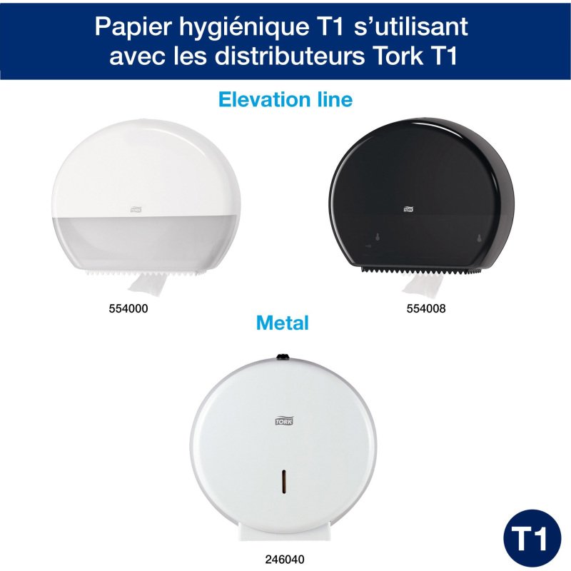 Papier toilette Maxi Jumbo simple épaisseur Tork T1 - 6 rouleaux de 650 m
