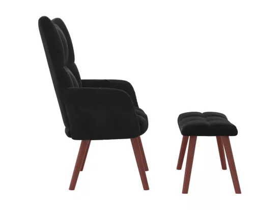 Chaise de relaxation avec repose-pied Noir Velours