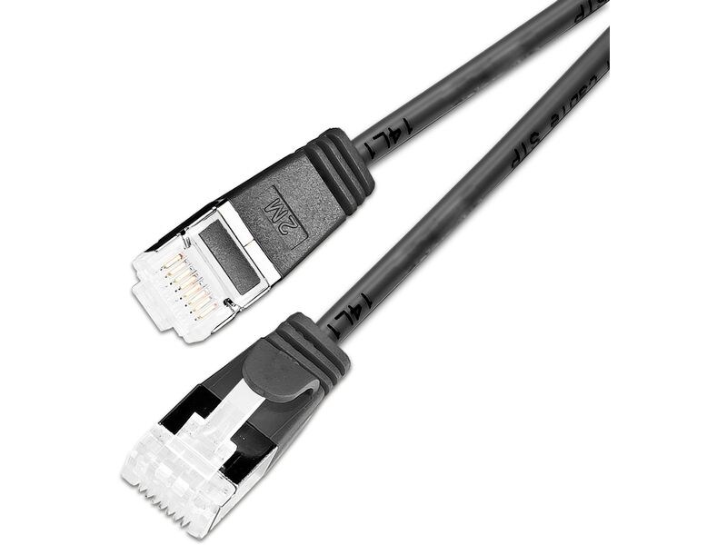 SLIM Slimpatchkabel RJ-45, Cat 6A, U/FTP, 2 m, Schwarz, 60- SLIM Multipack, 60x 2.0m KAT6A Patchkabel, schwarz