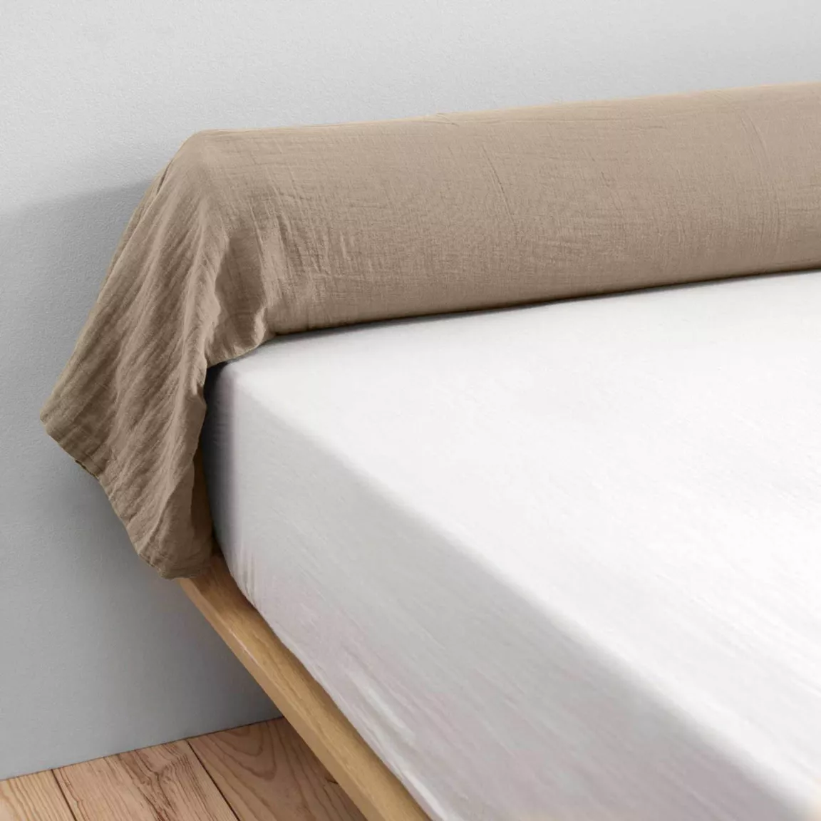 Taie de traversin gaze de coton (L185 cm) Gaïa Ficelle