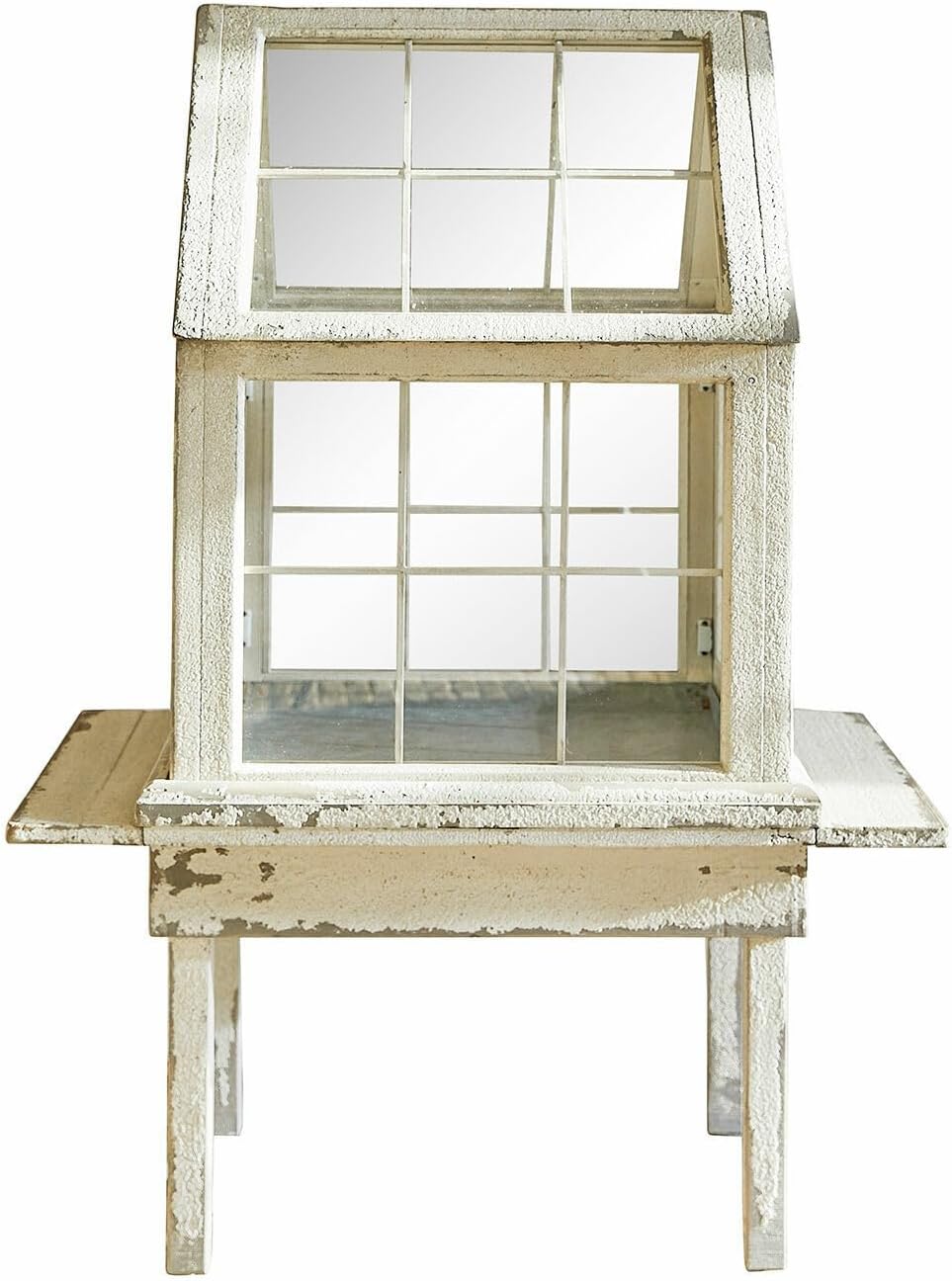Loberon Gewächshaus Rebola, für die Zucht und den Schutz von Pflanzen, Vintage-Eleganz, Outdoor, Gartenzubehör, Kiefernholz, Eisen, Acrylglas, antikweiß