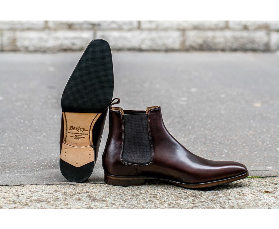 Chelsea boots cuir homme Chocolat - BERGAME PATIN