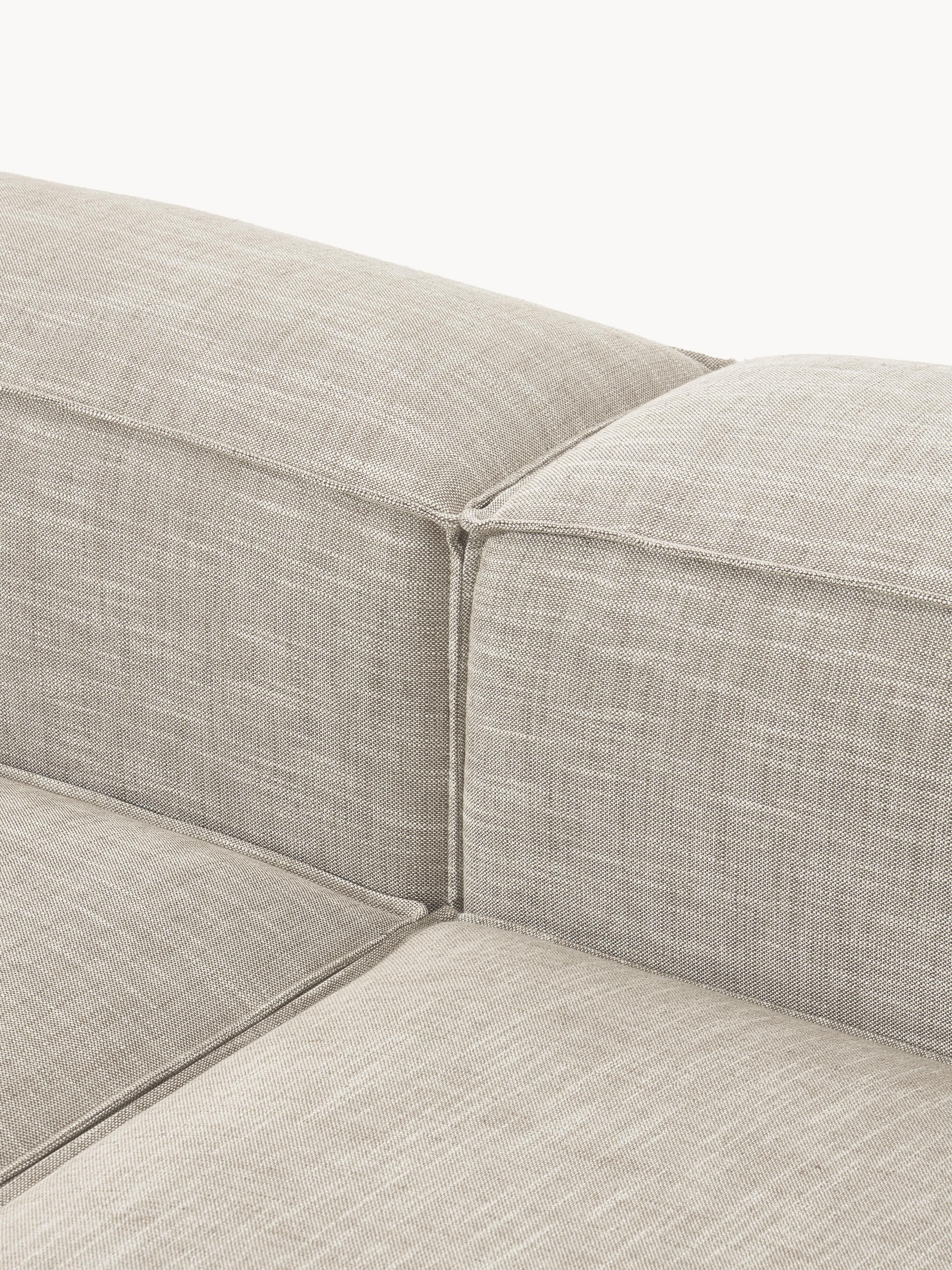 Modulaire bank Lennon (4-zits) van linnenmix met poef (links/rechts)