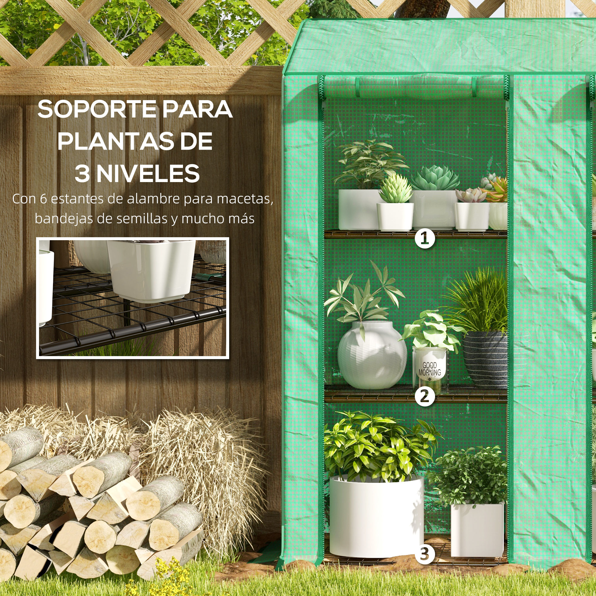 Estufa de jardim Outsunny Green